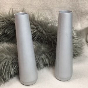 Pair Brushed Aluminum Metal Vases from CB2